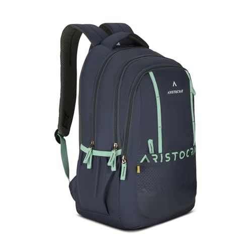 Image of Aristocrat Grid 15.6 inch Compatible Laptop Backpack 32L | 3 Compartments with Quick-Access Front Pocket | Tablet Sleeve, Rain Cover & Bottle Holders | Office & Casual Backpack for Men & Women (Grey)