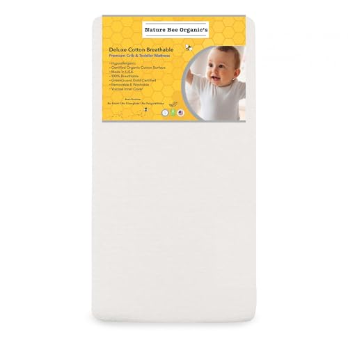 Nature Bee Organic's Premier Breathable Crib & Toddler Mattress I 100% Breathable I GreenGuard Gold...