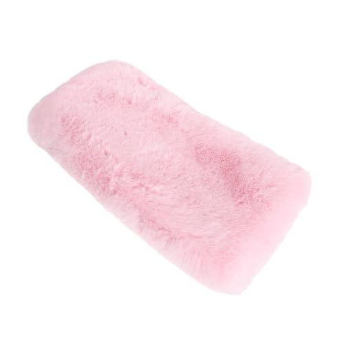 Manchon chauffe-mains rose en fausse fourrure et peluche 36x21x10 cm