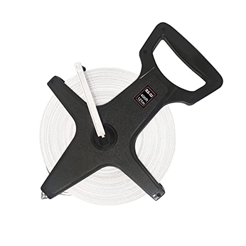 RAKU 手提げ巻尺 巻尺 メジャー ロングメジャー スケール 121 M 幅12 MM 高耐久性 工具 メートル/フィート表示 二面表記 体育祭 建築 土木 ガーデニング 陸上競技 計測工具