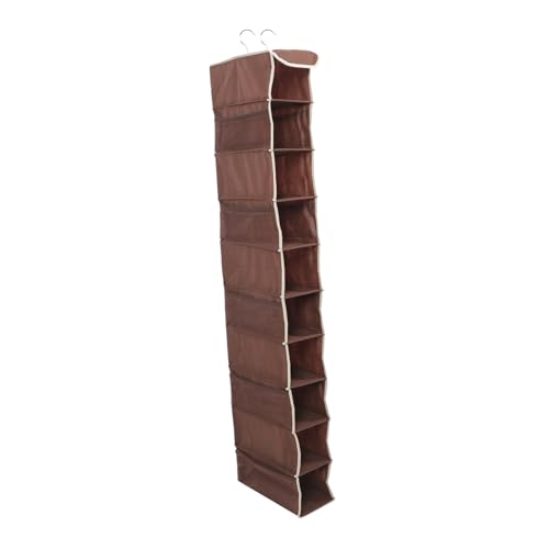 ABOOFAN 10 Foldable Non Woven Fabric Shoes Rack Portable Hanging Shoes Organizer for Space Saving Storage Elegant Design Coffee Color for Closet and Home Use