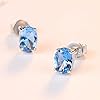 SALAN Boucles d'oreilles Topaze 1.8 Carat Ovale Bleu Ciel Topaze Pierre De Naissance 925 en Argent Sterling Boucle d'oreille pour Femmes Bijoux en Pierres Précieuses #1