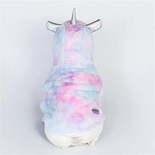 Small Dog Unicorn Costume Pet Puppy Cute 3D Zipper Hoodies Warm Dazzle Color Fuzzy Clothes Cat Kawaii Rainbow Sweater (Xl,Unicorn) #TOP4