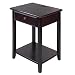 Casual Home Night Owl Nightstand with USB Ports-Espresso