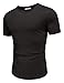 COOFANDY Mens Muscle T Shirts Short Sleeve Ribbed Texture Crewneck Tees Longline Workout Shirts for Men Black