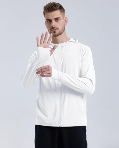 Image of DENIMHOLIC Men Full Zip Hoodie Jacket Long Sleeve Sunscreen jacket for men UV Protection UPF 50+ Lightweight Summer jacket for men sun protection For bike gym trekking