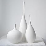 Relexome White Ceramic Vase Modern Boho Wabi-Sabi Flower Vase Set of 3 Decorative Aesthetic Vases for Centerpieces Pampas Matte Minimalist Vases for Living Room Table Shelf Home Decor Gift