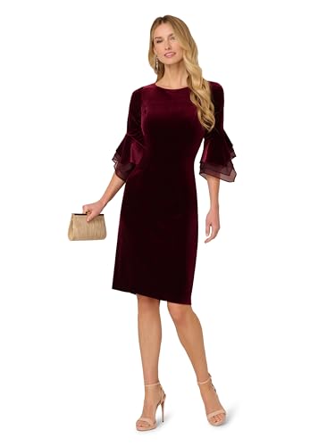 Image of Adrianna Papell Velvet Bell Sleeve Short Dress