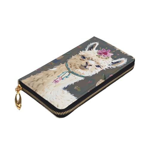 Alpaca Llama Printed Long Wallet for Women Men Cute PU Leather Wallet with Coin Purse and Credit Card Holder3