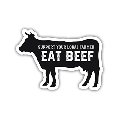 Image of (3in - 3Pcs) Support Your Local Farmer Eat Beef Sticker Funny Canivore Cow Beef Sticker Butcher Farmer Gift Decoration Laptop Tablet Planner Helmet Bumper Vehicles