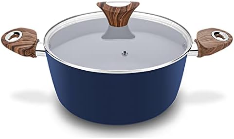 Phantom Chef 4.4 QT Casserole | Stockpot | Aluminum Body Non-Stick Ceramic Coating | With Soft Touch Stay Cool Handle | Dishwasher Safe | Non-Toxic PFOA & PTFE Free Pan | Color Navy