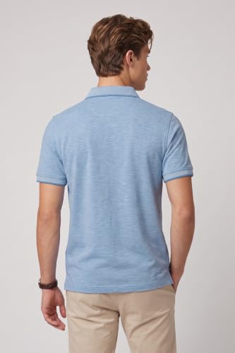 Image of Peter England Men's Premium Branded Regular Fit Half Sleeve Polo T-Shirt | Cotton Rich | Birds Eye Interlock Weave| No Pocket