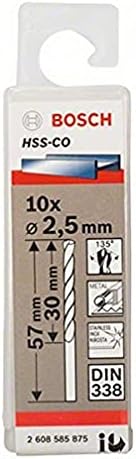 Bosch 2608585846 Professional HSS-Co Metal Drill Bit (stainless steel, 4 x 43 x 75 mm, accessory drill driver) , Gold