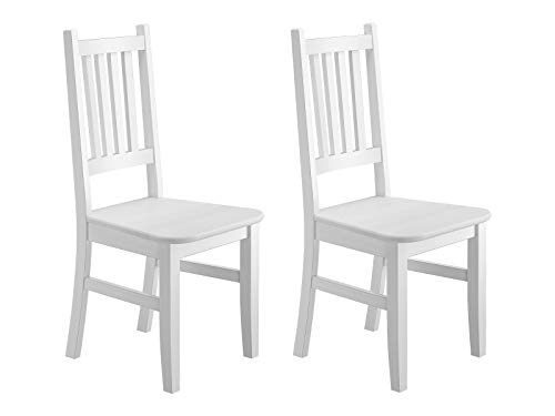 Erst-Holz Weißer Küchenstuhl Massivholzstuhl Esszimmerstuhl Stuhl Eris Kiefer 90.71-01-DW Set