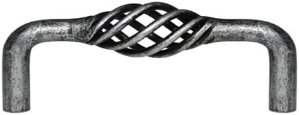 5 Pack Antique Pewter Bird Cage Birdcage Birds Nest Hole Centers Kitchen Cabinet Drawer Hardware Twist Wire Swirl Handle Pulls 1301 (3 3/4" Inch (96MM))