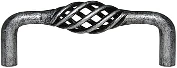 5 Pack Antique Pewter Bird Cage Birdcage Birds Nest Hole Centers Kitchen Cabinet Drawer Hardware Twist Wire Swirl Handle Pulls 1301 3 3/4" Inch 96MM