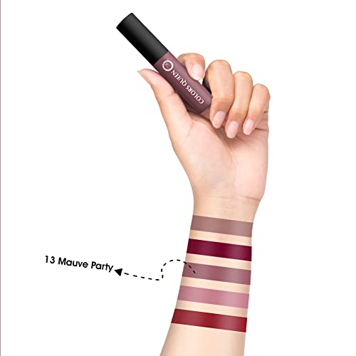 Image of Colors Queen Mellow Matte Lip Cream, Long Wear Liquid Matte Lipstick, Velvety Soft Finish, Weightless Formula, Long Lasting Lipstick for Women (13 - Mauve Party)