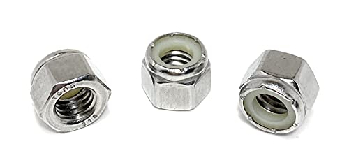 3/8-16 Nylon Insert Lock Nuts 316 Stainless Steel Marine Grade (25 Pcs)