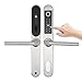 Smart Fingerprint Door Lock with Handle Touch Screen Keypad Deadbolt Password Code Lever Lock Waterproof Antiâ€‘Theft Door Lock with Key, Card for Apartment Villa School Office (Silver)