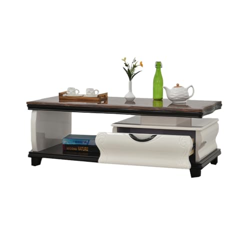 Image of Royaloak Texas American Marble Center Table | Art Marble | HDF with High Glossy Finish | Drawer Storage | American Collection | Durable & Long-Lasting | Wooden Block Tapered Legs