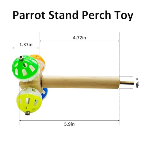 Image of PINVNBY Bird Perch Stand Toy with Rotating Balls, Parakeet Perch Toy Bird cage Accessories Wooden Puzzle Parrot Toys Bird Perch for African Greys，Budgies, Lovebirds, Medium Parrots