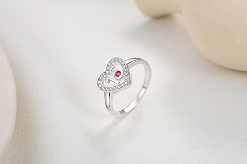 Birthstones Daughter Jewelry Customized Silver Gifts Hollow Out Quinceanera Rings Open Heart Ring Cubic Zirconia Stone Gift4