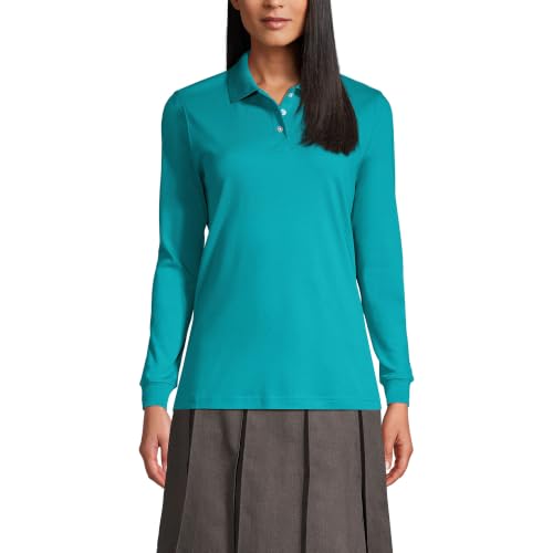 Image of Lands' End School Uniform Kids Long Sleeve Interlock Polo Shirt