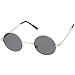 zeroUV - Small Retro Lennon Inspired Style Neutral-Colored Lens Round Metal Sunglasses 41mm (Silver / Smoke)