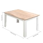 Dining Table and Chairs Set 6, 7 Pieces Kitchen Table Set with High Back Faux Leather Chair for Dining Room Kitchen Rectangular Modern (Oak Table White Chairs) - Image 2