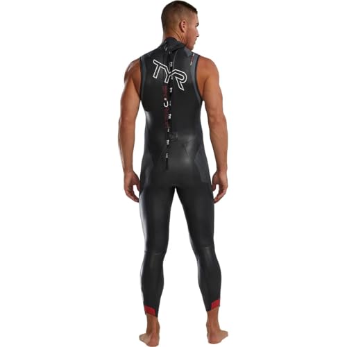 TYR HCAFSM6A717S Menã†S Hurricane Wetsuit Cat 5 Sleeveless Silver/RED S