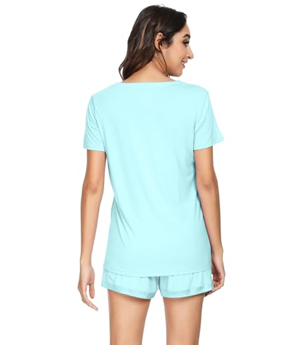 Image of WiWi Viscose from Bamboo Pajamas Set for Women Super Soft Short Sleeve Cooling Summer Plus Size Pjs Sets Sleepwear S-4X