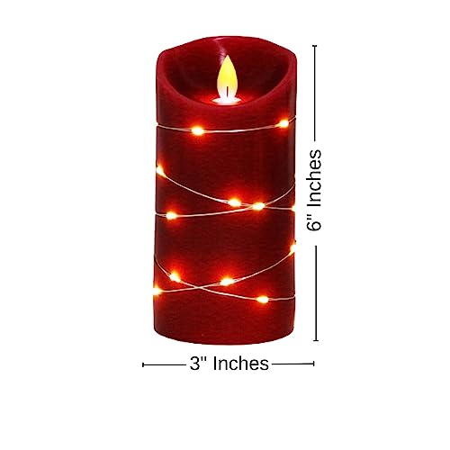 Image of LTETTES Embedded LED String Lights Real Wax Red Flameless Battery Powered Set 4 (O3 xH6) Led Candles with Remote Control for Home Decorations, Weddings, Birthday, Festivals, Gift, Diwali, Christmas