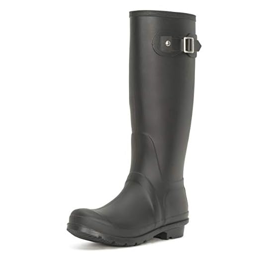 Mujer Tall Estiércol Hebilla Perro Caminando Nieve Lluvia Impermeable Botas De Goma Botas - Negro - UK5/EU38 - BL0290