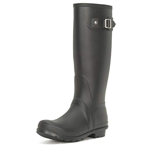 Womens Tall Muck Buckle Dog Walking Snow Rain Waterproof Wellington Boot - Black - UK6/EU39 - BL0290