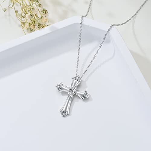 Wtyim Diamond Cross Necklace For Women White Gold Silver Moissanite Cross Pendant Necklace Crucifix Faith Religious Jewelry Christian Baptism Birthday Christmas Gifts For Her Mom Mother Wife #TOP5