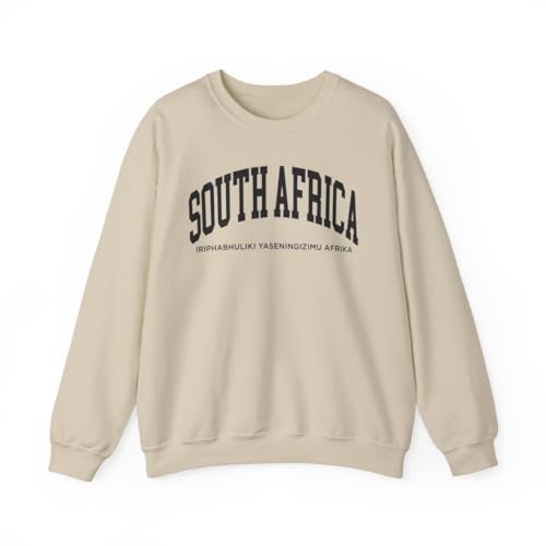 CUSTOMI South Africa Adult Unisex Crewneck Sweatshirt, Sand, L