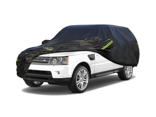 Image of KouKou Waterproof SUV Car Cover Suitable for Land Rover Range Rover Sport from 2005 to 2025, 7 Layers Windproof All Weather Waterproof Outdoor Cover Sun Rain UV Dust Snow Protection. Black
