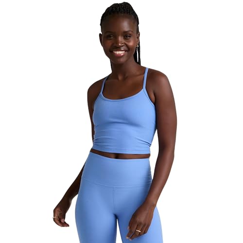 Beyond Yoga Women's Spacedye Slim Racerback Cropped Tank, Flower Blue Heather, X-Large