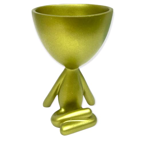 Image of AUGEN Polyresin Meditating Cup Flower Pot Vase Gold Stand Statue Showpiece for Home Decor Decoration and Gifting (6719-C2, 14.5cm)