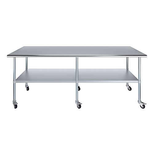 Image of AmGood 96 inch Long x 36 inch Deep Stainless Steel Table with Casters