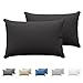 Taie Oreiller 40x60 cm (Lot de 2) Dreamzie - 100% Coton Jersey 150 GSM - Noir - Taie d'oreiller 40 x 60 cm- Housse de Coussin Résistant et Hypoallergénique pour Oreiller