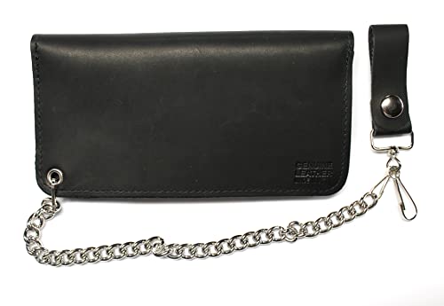 Men's 8 inch Oil Tanned Leather Trucker Biker Chain Wallet3