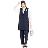 [アッドルージュ] スーツ レディース セットアップ ロング丈ジレ ワイドパンツ 2点セット フォーマル セレモニー 大きいサイズ 小さいサイズ オフィス カジュアル おしゃれ【t5371】 3L ネイビー