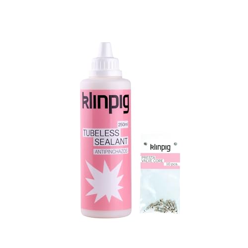Klinpig - Líquido Antipinchazos, Evita y Sella Pinchazos al Instante, sin Amoniaco Añadido, No Daña Cámara Ni Cubierta, Antipinchazos Bici, Micro Partículas Naturales, Color Rosa (500 ml + Obuses)