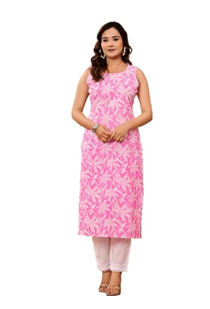 TQC Women's Ethnic Motifs Floral Printed Pure Cotton Work Dobby Kurta-image-22