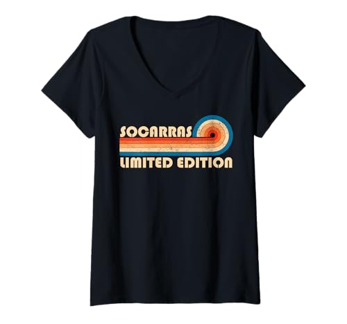 Mujer SOCARRAS Surname Retro Vintage 80s 90s Birthday Reunion Camiseta Cuello V