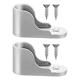 Yardwe Kleiderstangenhalter Verdickte Silberne Flanschhalter 2 Stück aus Zinklegierung mit 3 loch Befestigung für Kleiderschrank und Bekleidungsladen