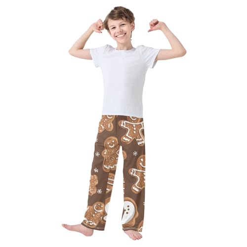 ZZXXB Lovely Gingerbread Boys Long Pants Soft Trousers Elastic Waist Kids Lounge Bottoms with Pockets S-XL3