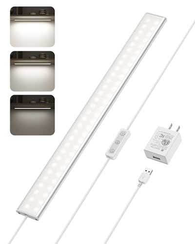 ASOKO Under Cabinet Lighting, Upgrade 16inch LED Closet Light with Dimmable 4500K Daylight White and...