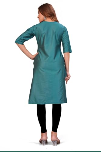 Image of Women's Chanderi Cotton Embriodired Kurtis